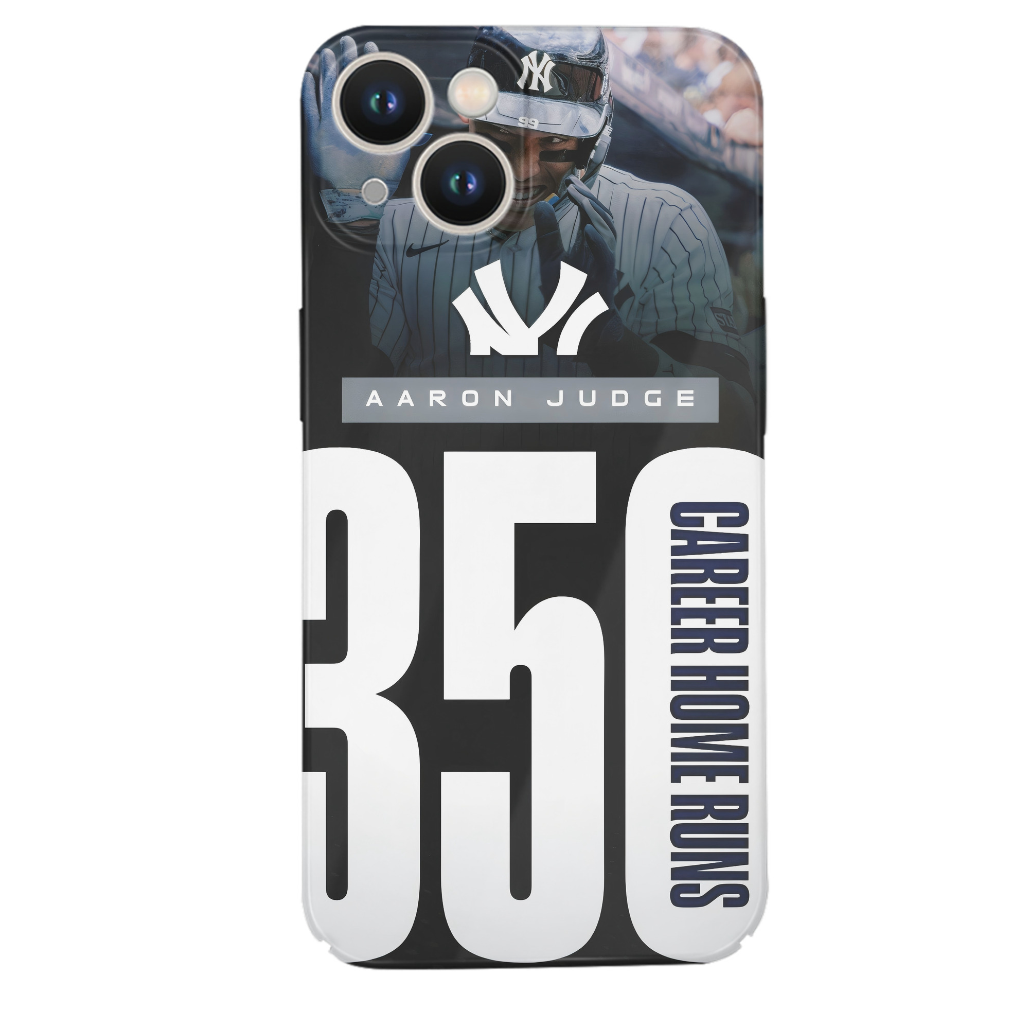 Aaron Judge's 350th Career Home Runs IPhone 14 Series Full-Cover Hard Case – Shockproof With Raised Camera Protection – Precise Cutouts, Wireless Charging Compatible – Durable, Anti-Yellowing, Easy To Clean
